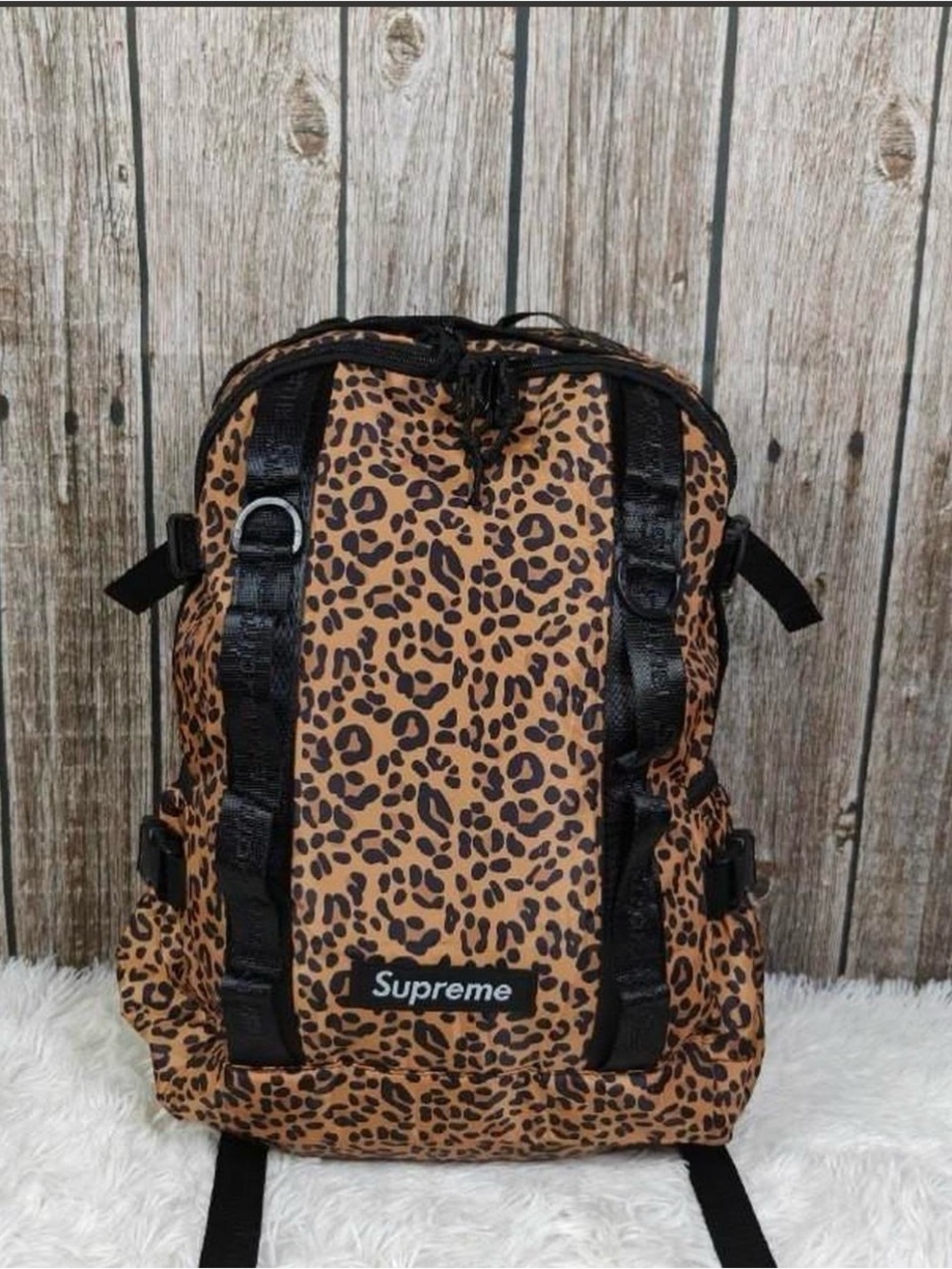 Leopard Print Backpack in Tan and Black